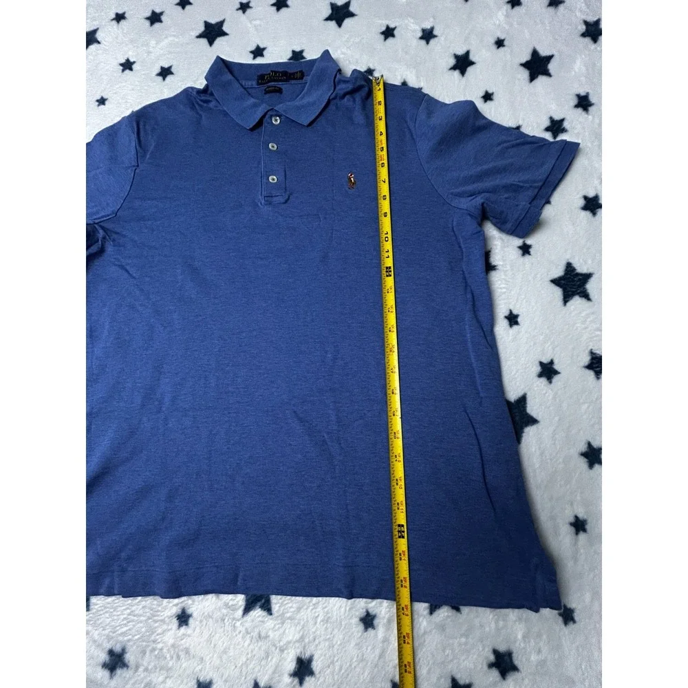 Polo Ralph Lauren Mens Large Blue Classic Fit Pony Polo Shirt Short Sleeve